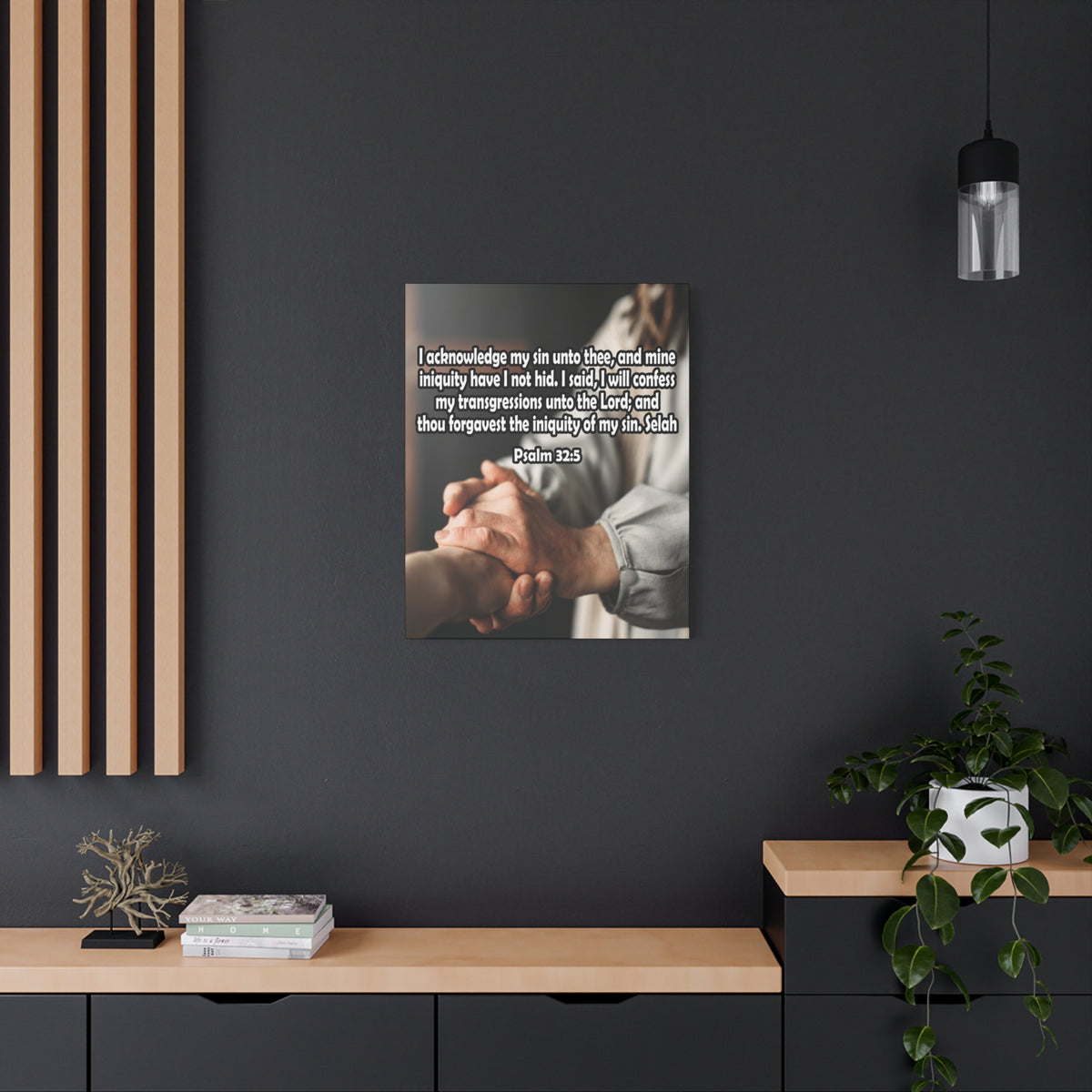 Bible Verse Canvas I Acknowledge My Sin Psalm 32:5 Christian Home Decor Scripture Art-Express Your Love Gifts