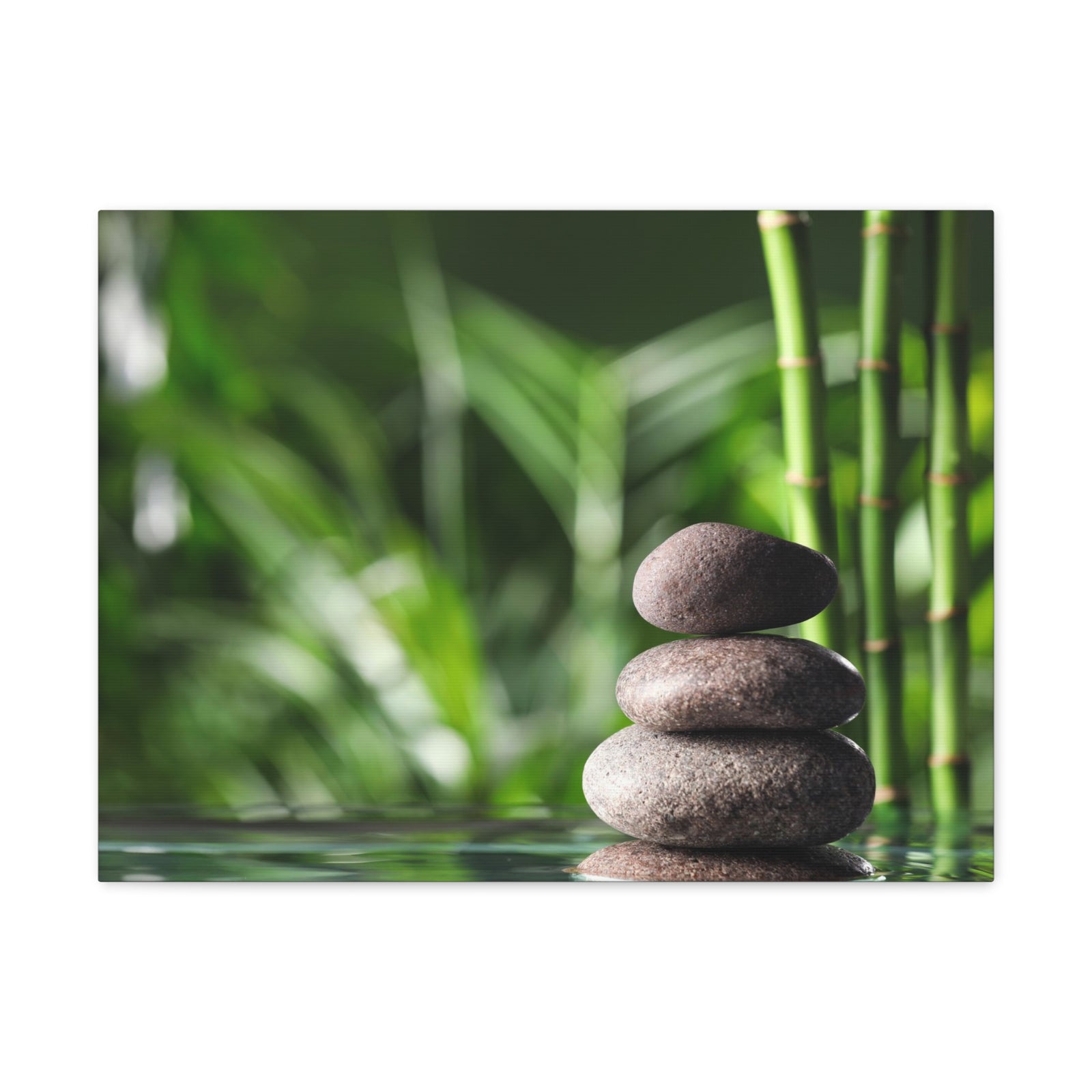 Stacked Stones on Water Forest Floral Nature Photography Canvas Wall Art for Home Decor Ready-to-Hang-Express Your Love Gifts
