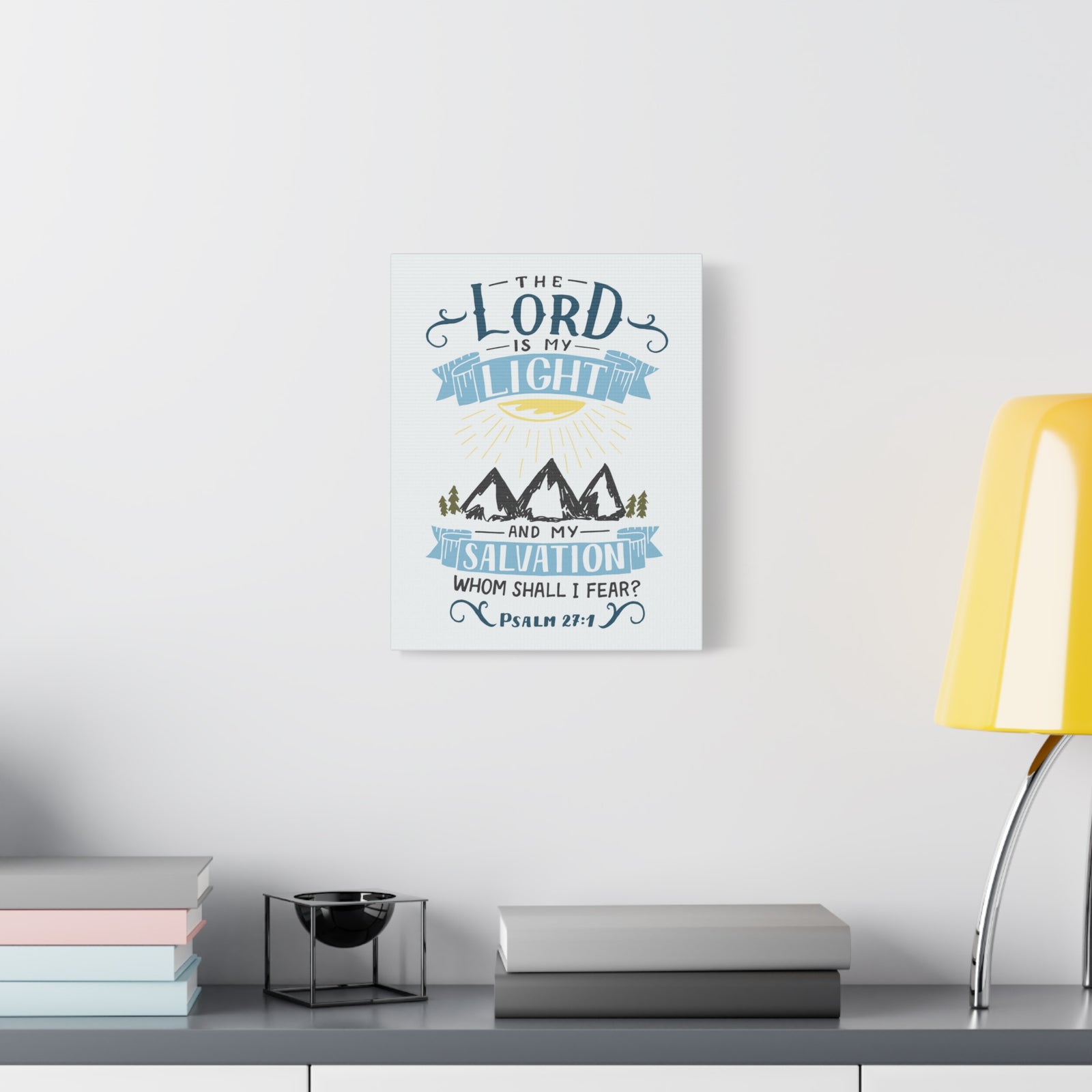 Scripture Canvas The Lord Is My Light Psalm 27:1 Christian Wall Art Bible Verse Print Ready to Hang-Express Your Love Gifts