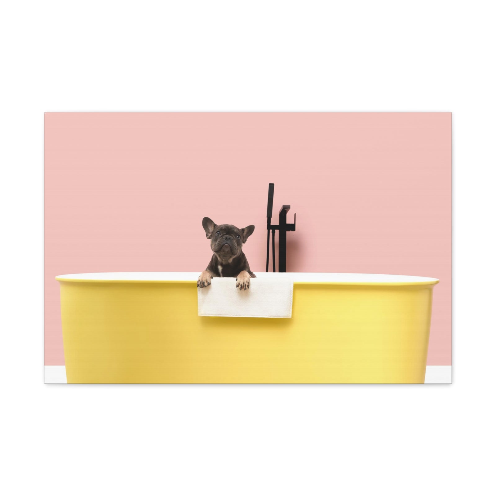 Cute French Bulldog Bath Canvas Wall Art for Home Decor Ready-to-Hang-Express Your Love Gifts