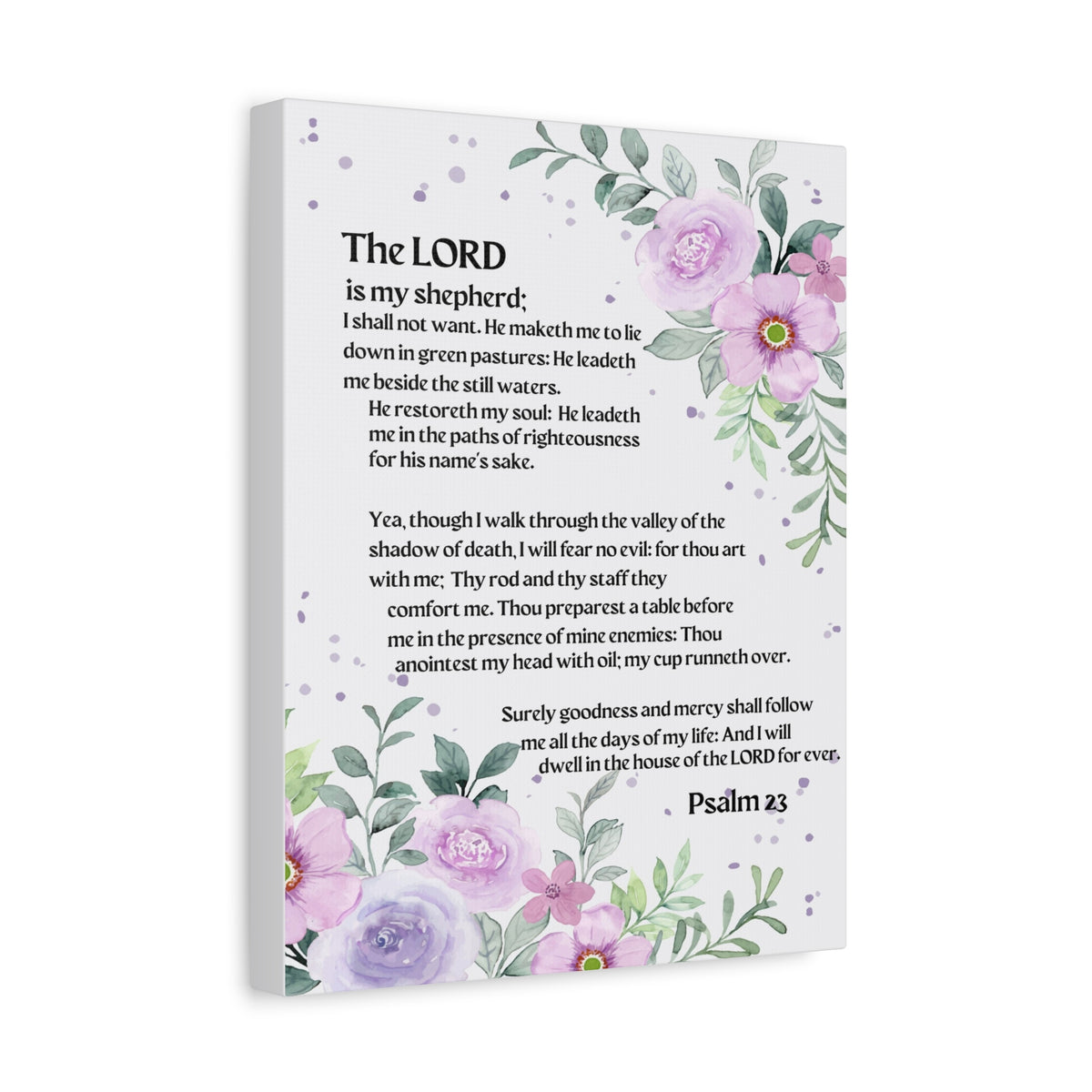Scripture Walls Flowers Psalm 23 Bible Verse Canvas Christian Wall Art Ready to Hang-Express Your Love Gifts