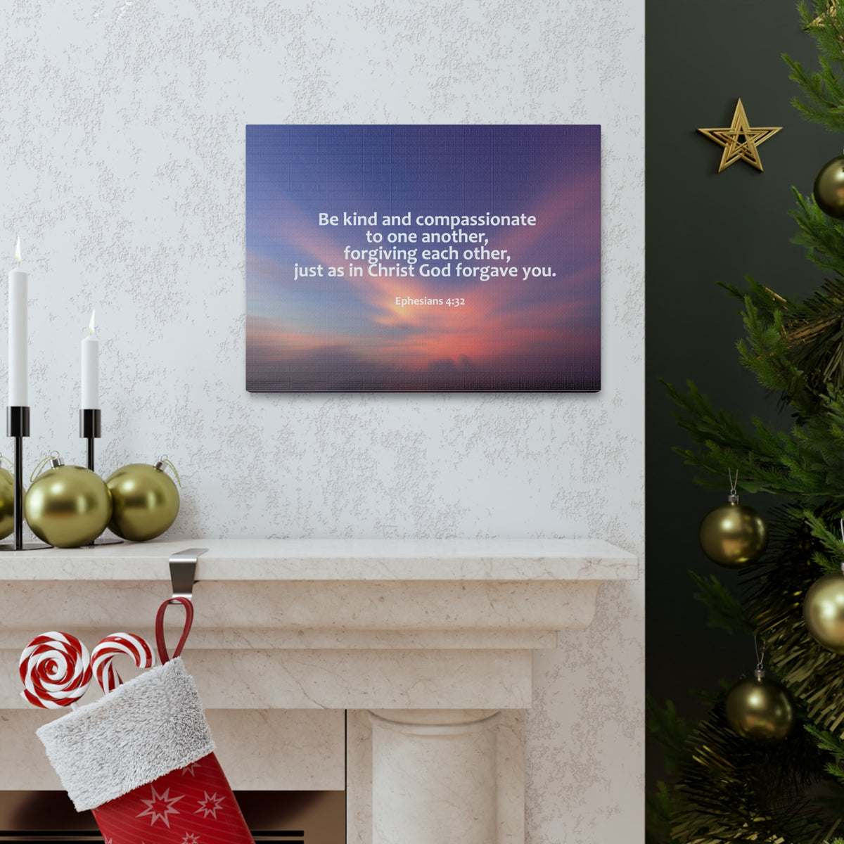 Scripture Canvas Kind and Compassionate Ephesians 4:32 Christian Wall Art Bible Verse Print Ready to Hang-Express Your Love Gifts