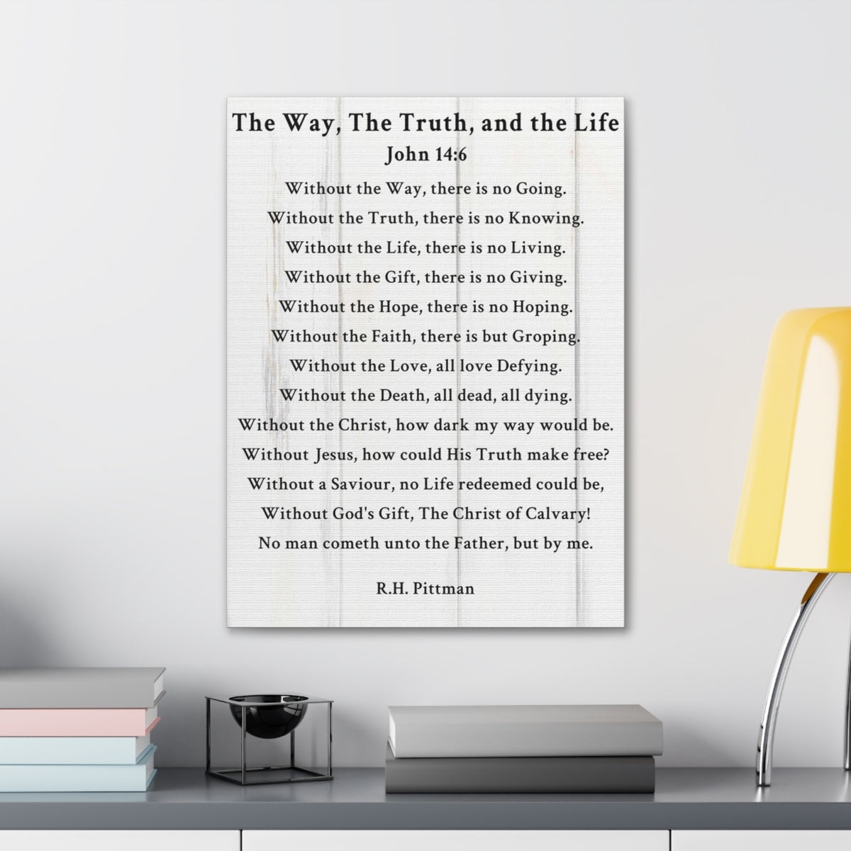 Scripture Walls Way Truth Life John 14:6 White Bible Verse Canvas Christian Wall Art Ready to Hang Unframed-Express Your Love Gifts