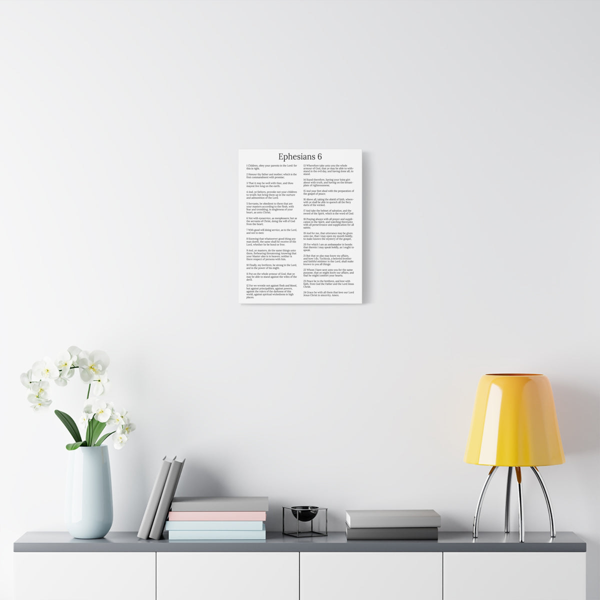 Scripture Walls Protection of the Believer Ephesians 6 Chapter White Christian Wall Art Print Ready to Hang Unframed-Express Your Love Gifts