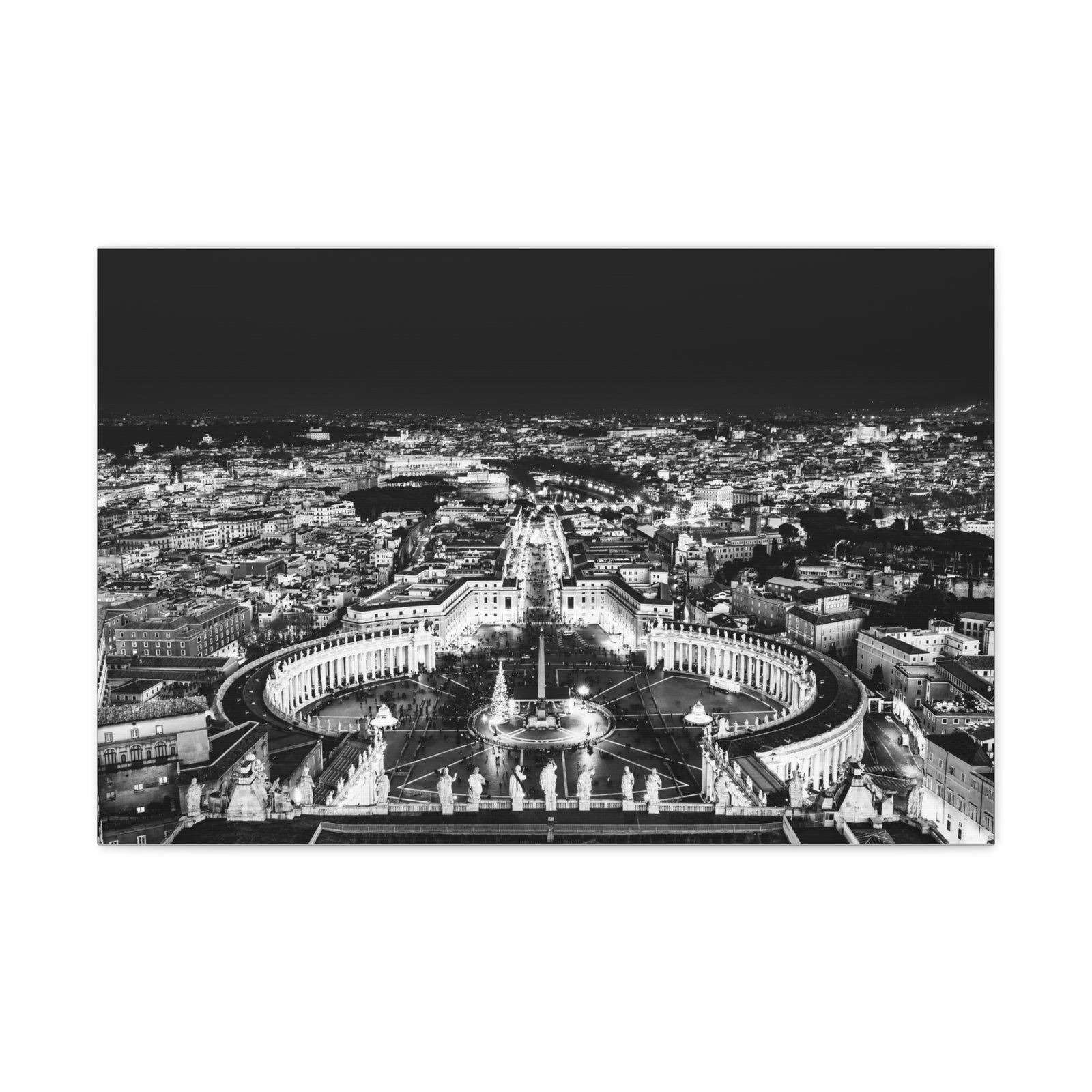 Rome Black And White Skyline Canvas Artwork High-Quality Breathtaking Stunning Cityscape for Home Decor Ready to Hang-Express Your Love Gifts