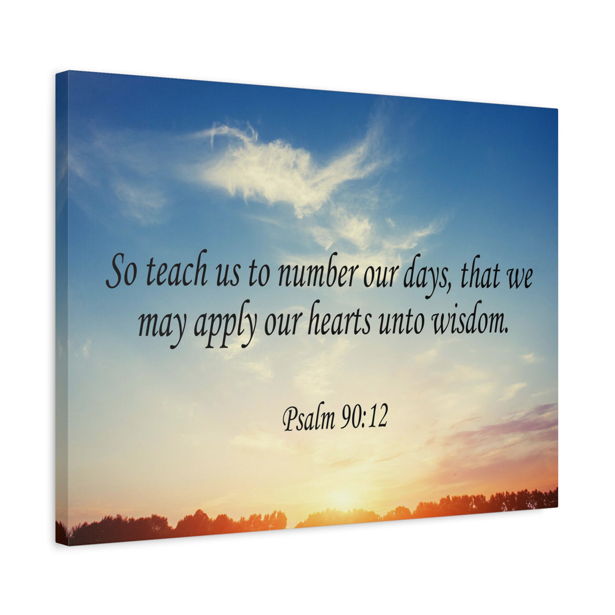 Scripture Canvas Hearts Unto Wisdom Psalm 90:12 Christian Wall Art Bible Verse Print Ready to Hang-Express Your Love Gifts