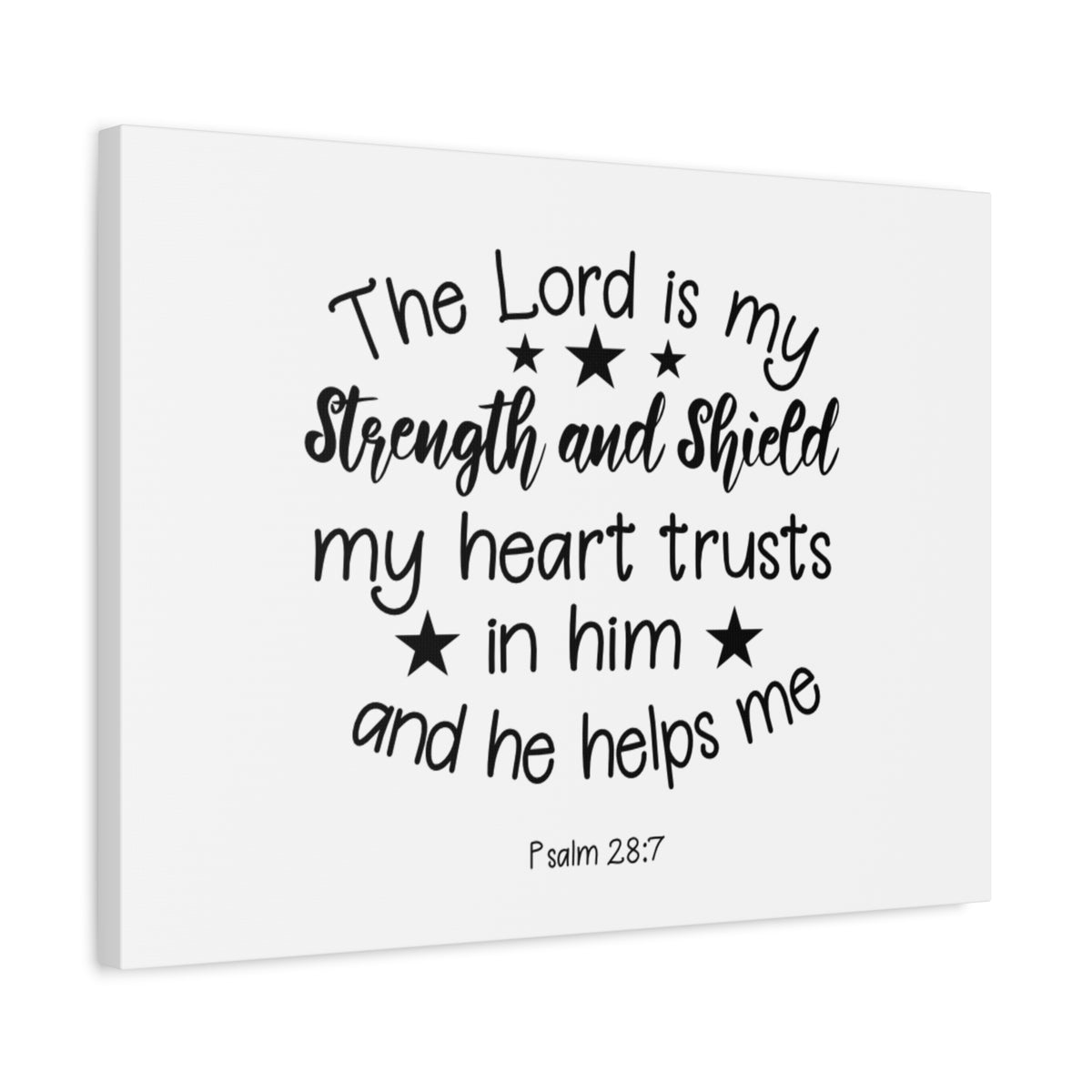 Scripture Canvas Strength And Shield Psalm 28:7 Christian Wall Art Bible Verse Print Ready to Hang-Express Your Love Gifts