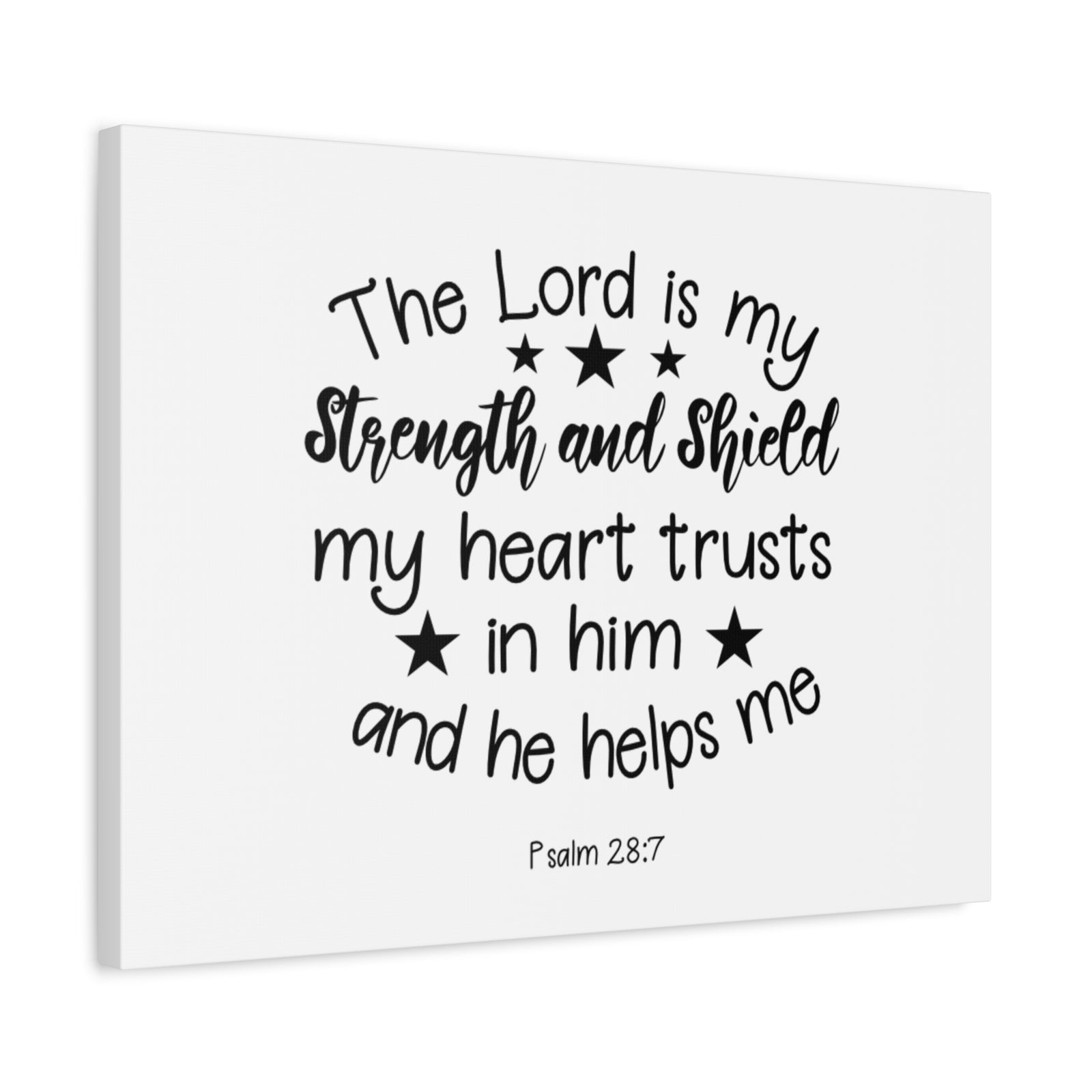 Scripture Canvas Strength And Shield Psalm 28:7 Christian Wall Art Bible Verse Print Ready to Hang-Express Your Love Gifts