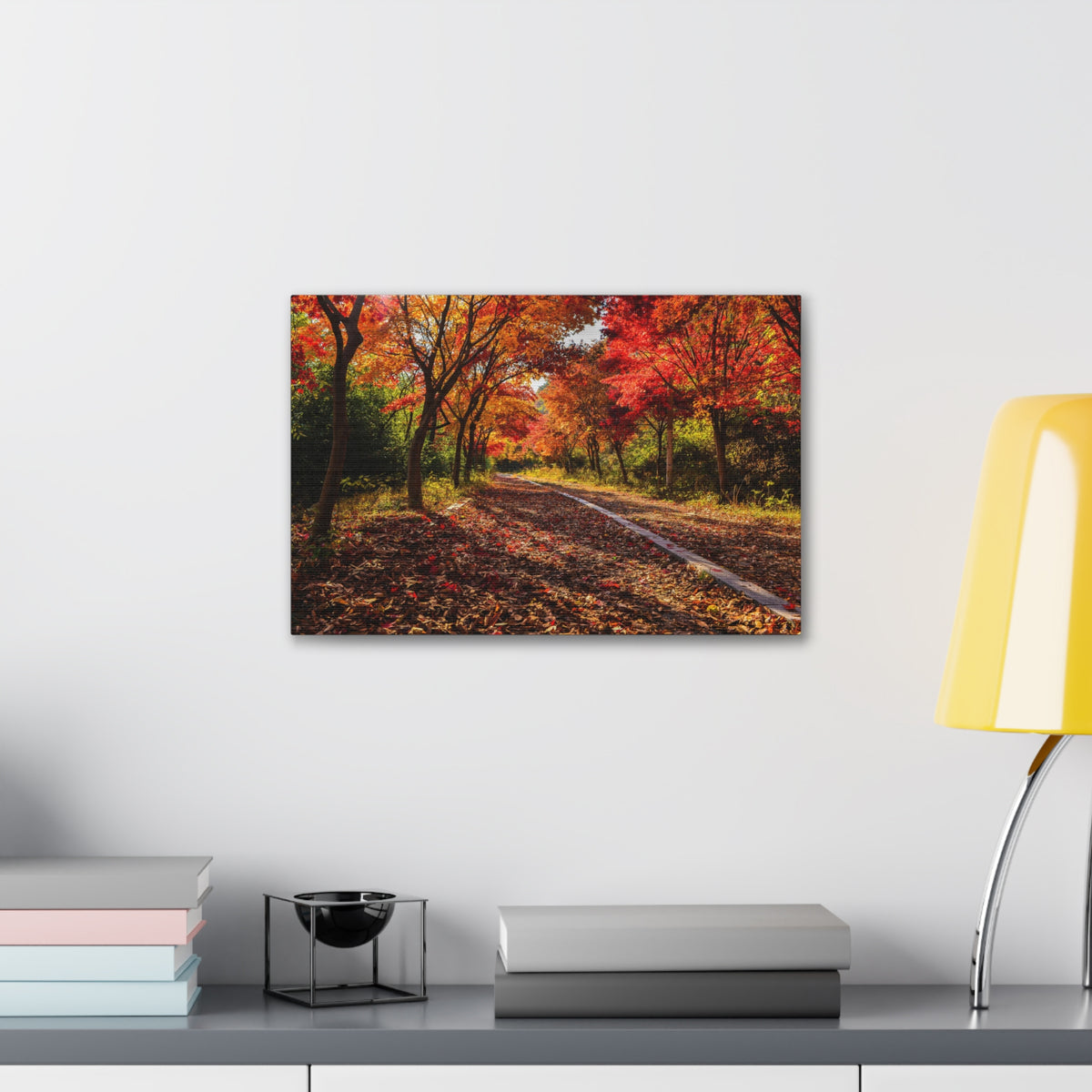 Orange Tree Path Autumn Park Nature Wilderness Photography Canvas Wall Art for Home Decor Ready-to-Hang-Express Your Love Gifts