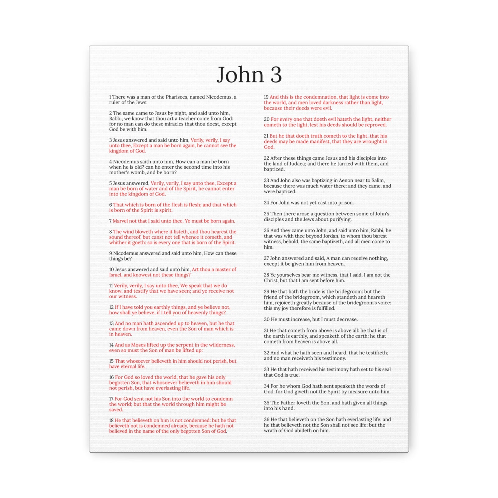 Scripture Walls John 3 Jesus and Nicodemus White Christian Wall Art Print Ready to Hang Unframed-Express Your Love Gifts