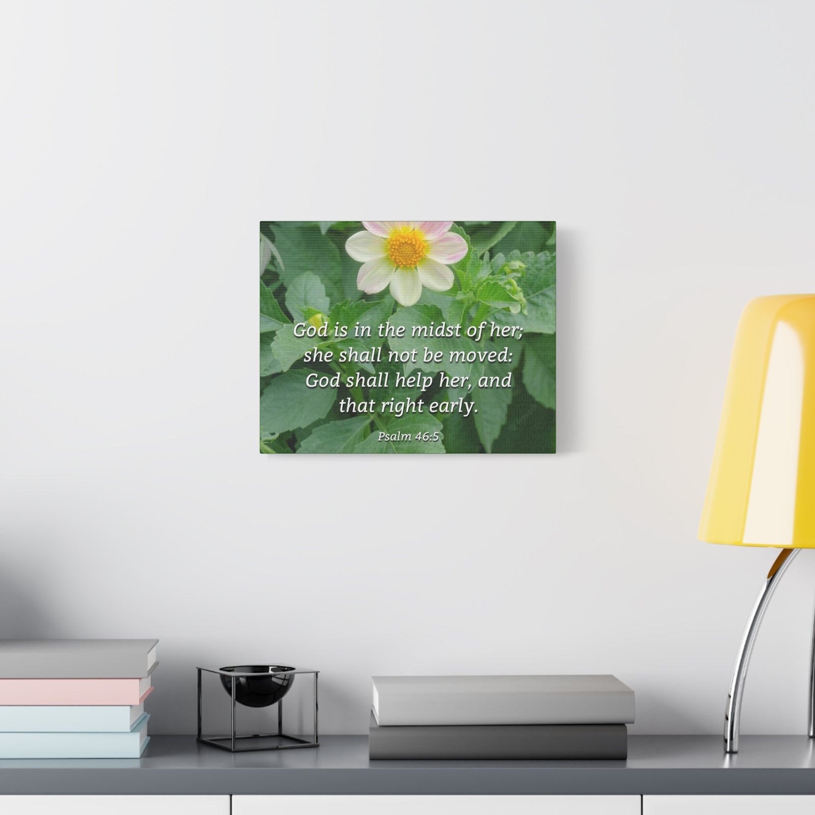Scripture Canvas God Shall Help Her Psalm 46:5 Christian Wall Art Bible Verse Print Ready to Hang-Express Your Love Gifts
