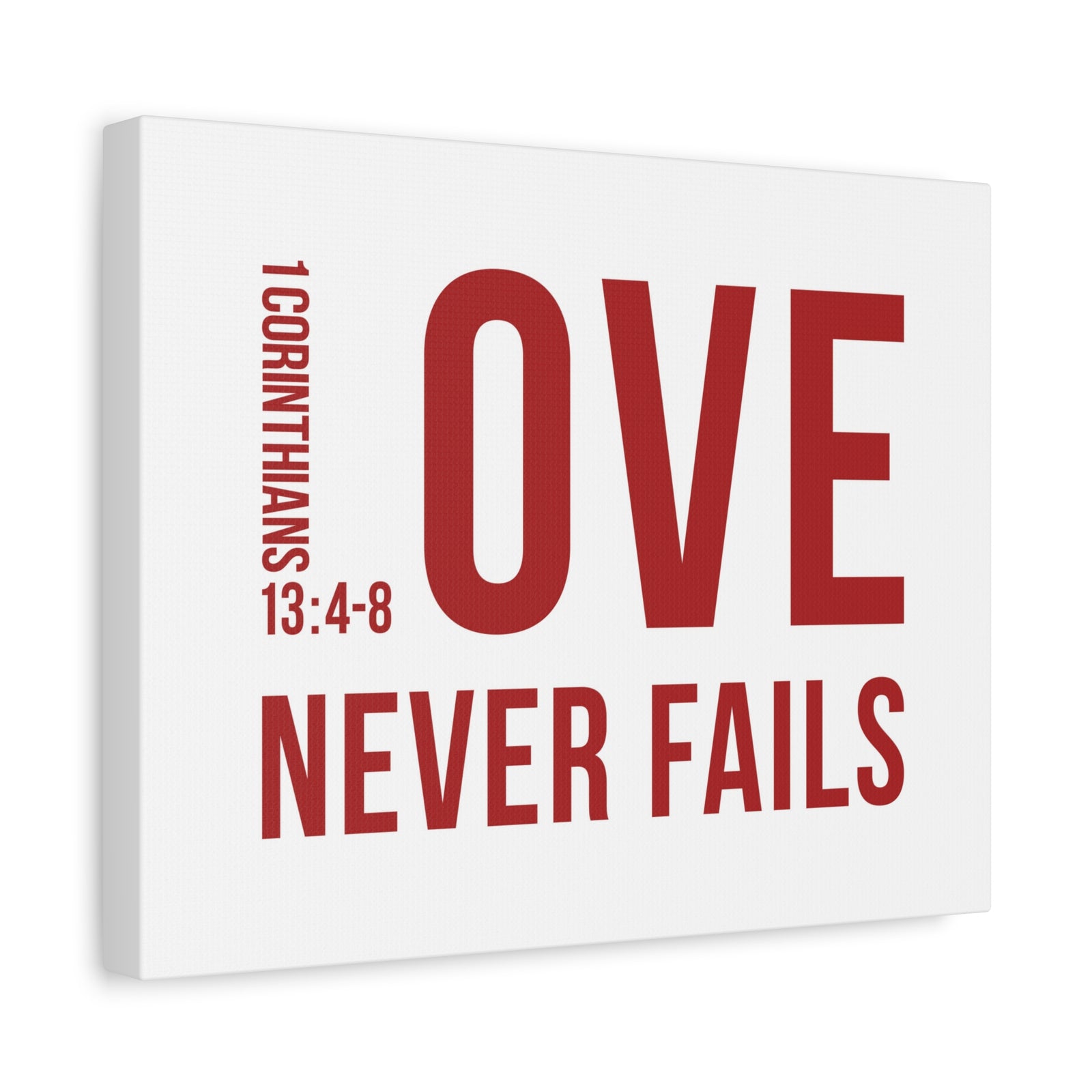 Scripture Canvas Love Never Fails 1 Corinthians 13:4-8 Christian Wall Art Bible Verse Print Ready To Hang-Express Your Love Gifts
