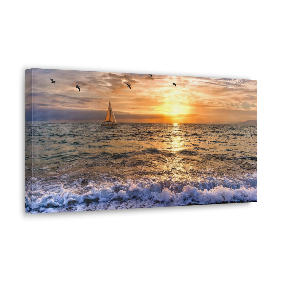 Sailboat Sailing Out To Sea Ocean Canvas Wall Art for Home Decor Ready-to-Hang-Express Your Love Gifts