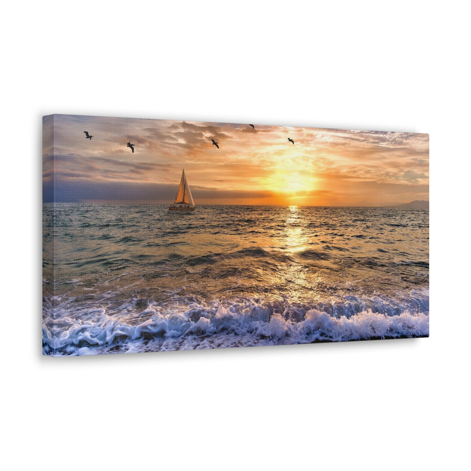 Sailboat Sailing Out To Sea Ocean Canvas Wall Art for Home Decor Ready-to-Hang-Express Your Love Gifts