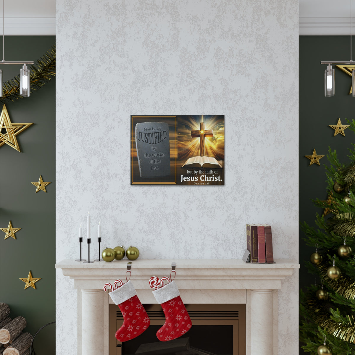 Scripture Walls Galatians 2:16 Faith & Law Bible Verse Canvas Christian Wall Art Ready to Hang Unframed-Express Your Love Gifts