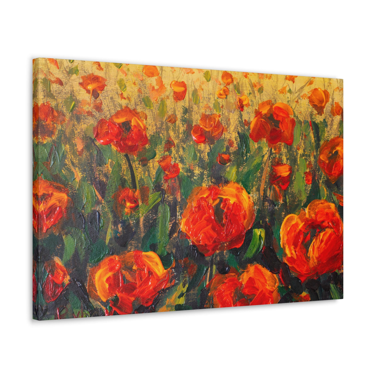 Red Large Poppies In Green Grass Flower Canvas Wall Art for Home Decor Ready-to-Hang-Express Your Love Gifts