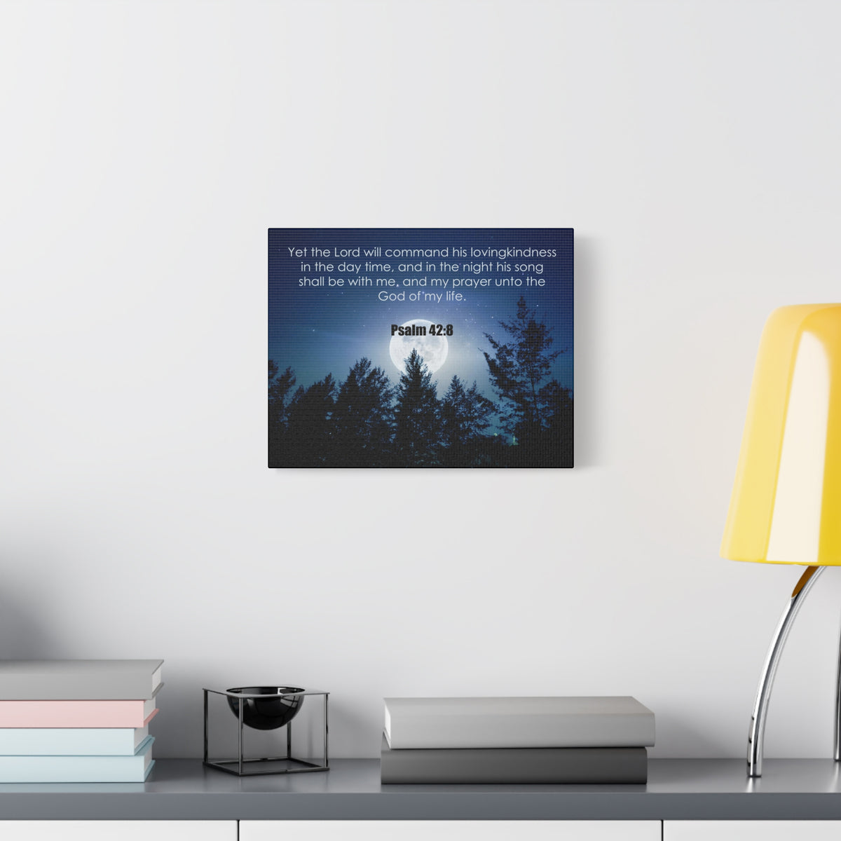 Bible Verse Canvas God of My Life Psalm 42:8 Christian Home Décor Wall Art Scripture Ready to Hang Faith Print-Express Your Love Gifts