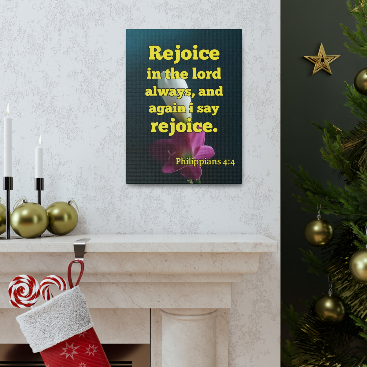 Scripture Canvas In The Lord Always Philippians 4:4 Christian Wall Art Bible Verse Print Ready to Hang-Express Your Love Gifts