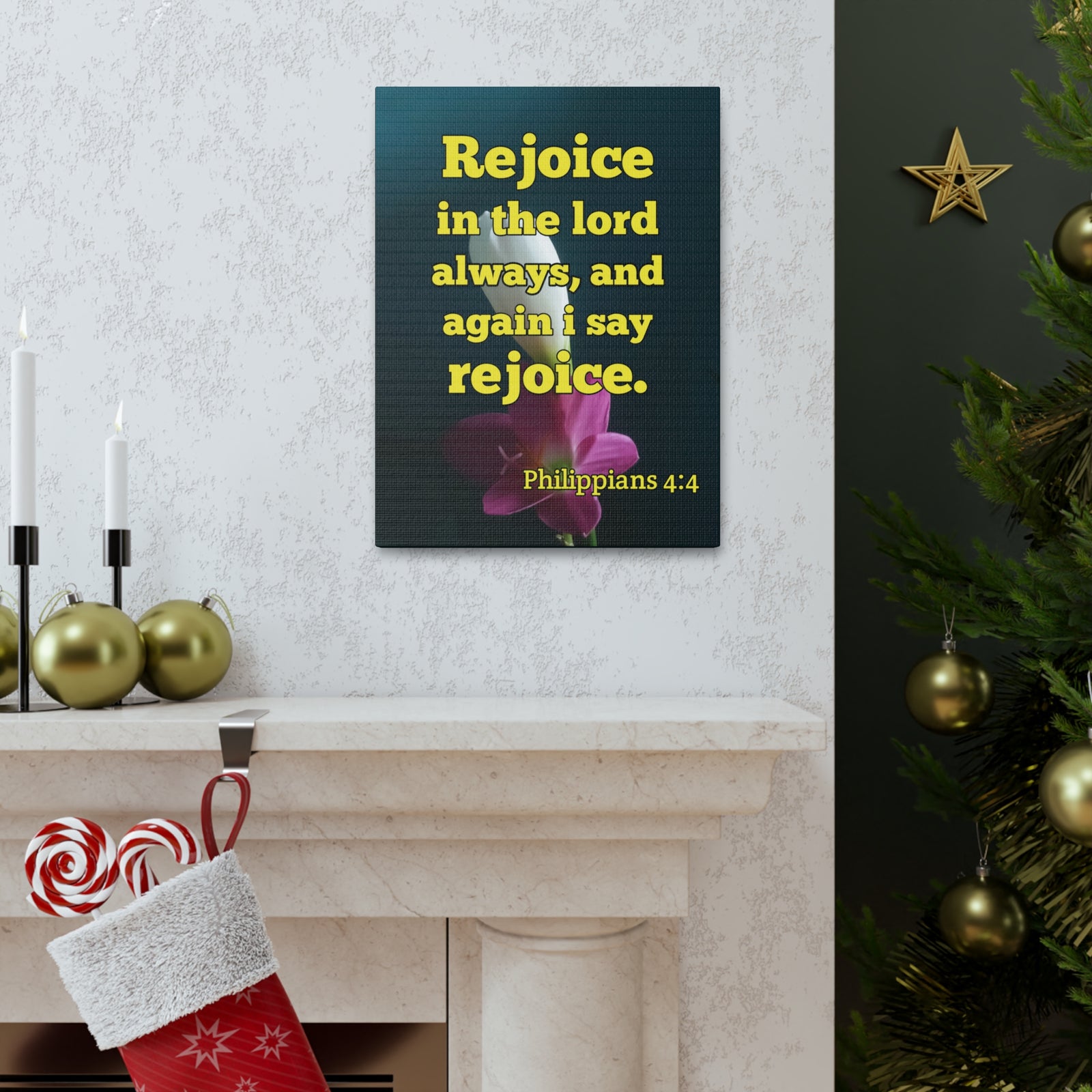 Scripture Canvas In The Lord Always Philippians 4:4 Christian Wall Art Bible Verse Print Ready to Hang-Express Your Love Gifts