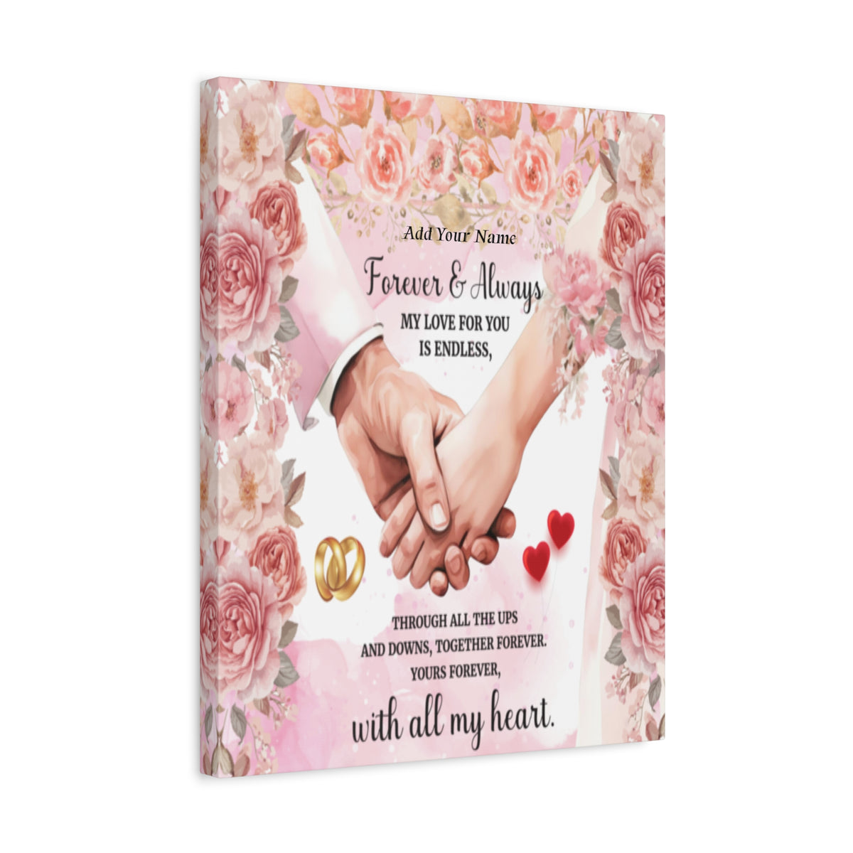 Personalized To My Wife Forever & Always Floral Canvas Wall Art – Romantic Wedding & Anniversary Gift-Express Your Love Gifts