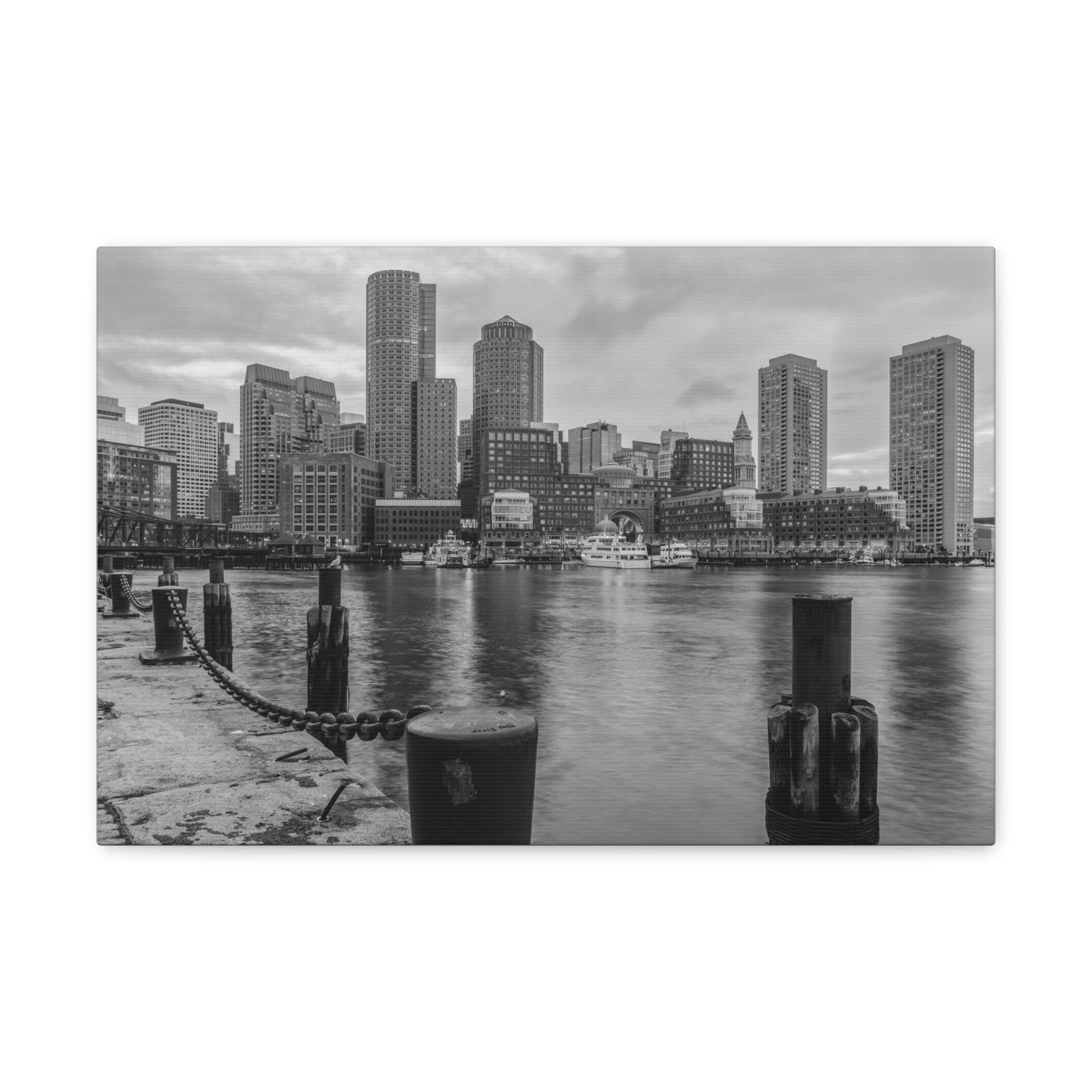 Boston Black And White Skyline Canvas Artwork High-Quality Breathtaking Stunning Cityscape for Home Decor Ready to Hang-Express Your Love Gifts