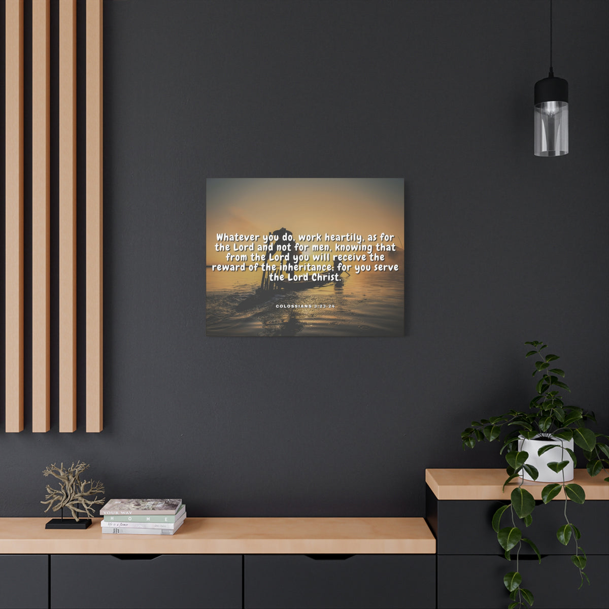 Scripture Canvas Working For God Colossians 3:23 - 24 Christian Wall Art Bible Verse Print Ready to Hang-Express Your Love Gifts