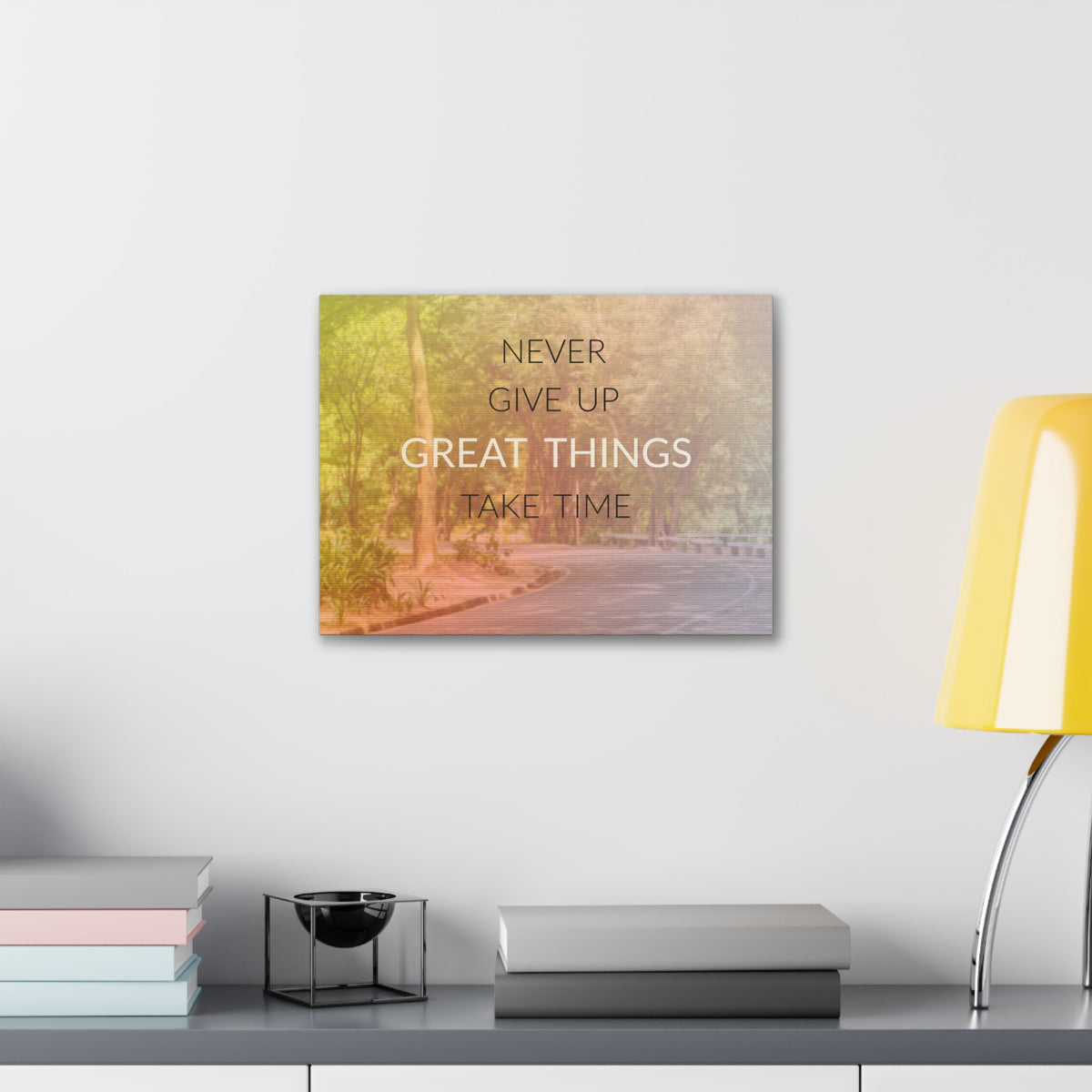 Inspirational Quote Canvas Never Give Up Motivational Print Ready to Hang Artwork-Express Your Love Gifts