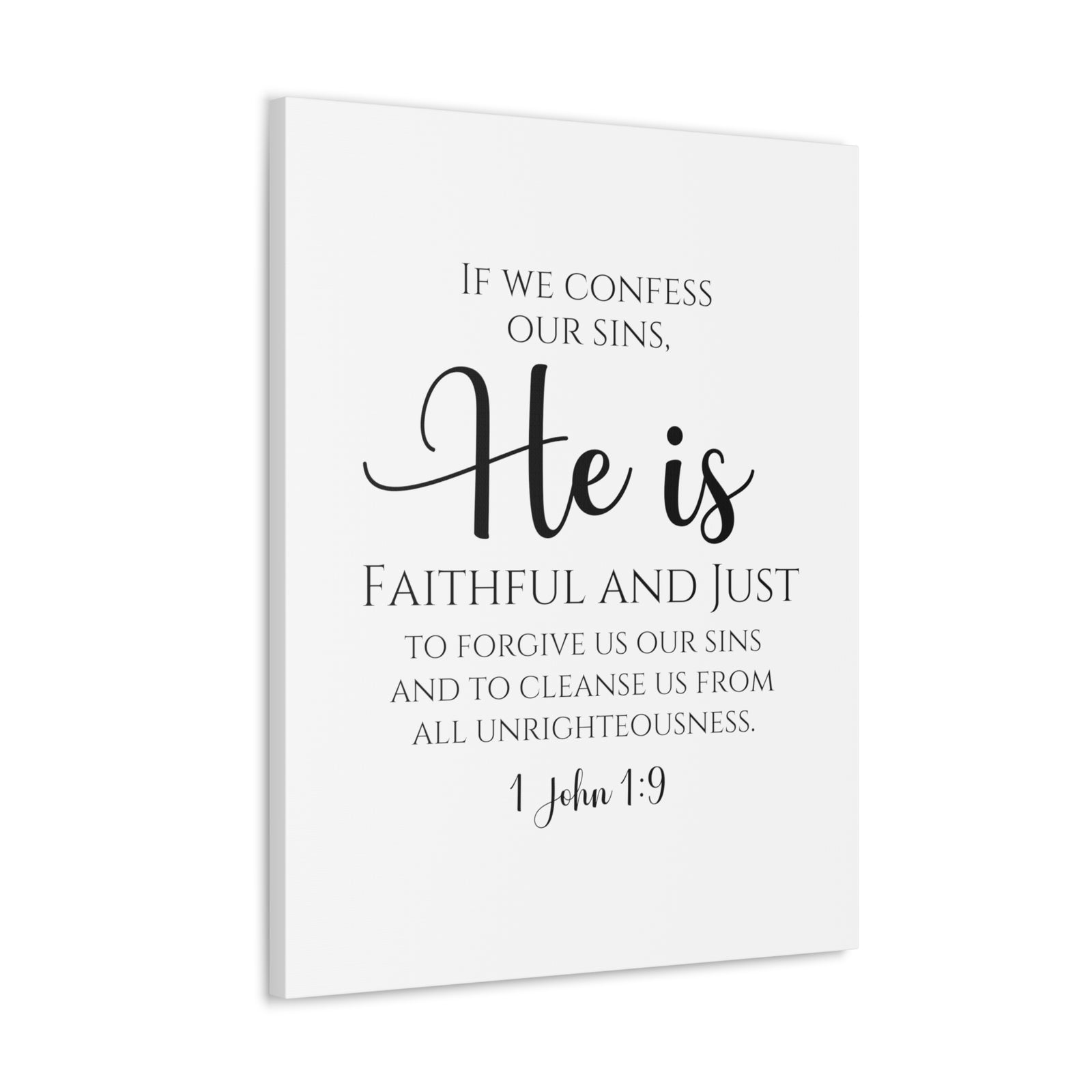 Scripture Walls 1 John 1:9 Faithful and Just Bible Verse Canvas Bible Verse Canvas Christian Wall Art Ready to Hang Unframed-Express Your Love Gifts