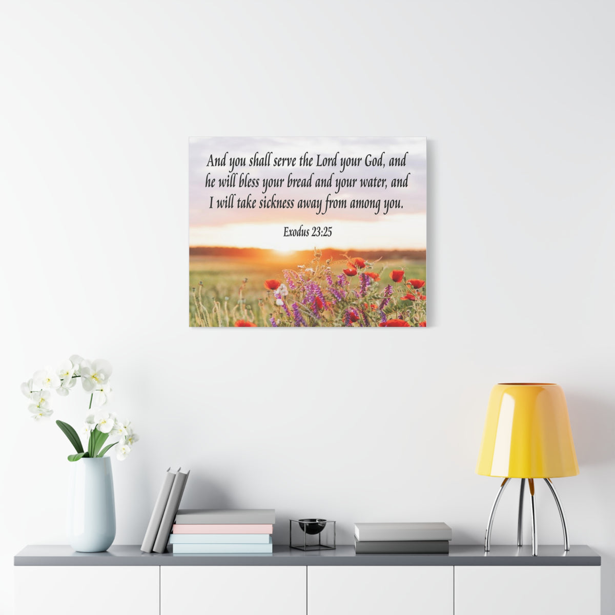 Bible Verse Canvas And You Shall Serve the Lord Exodus 23:25 Scripture Wall Art Christian Home Decor-Express Your Love Gifts
