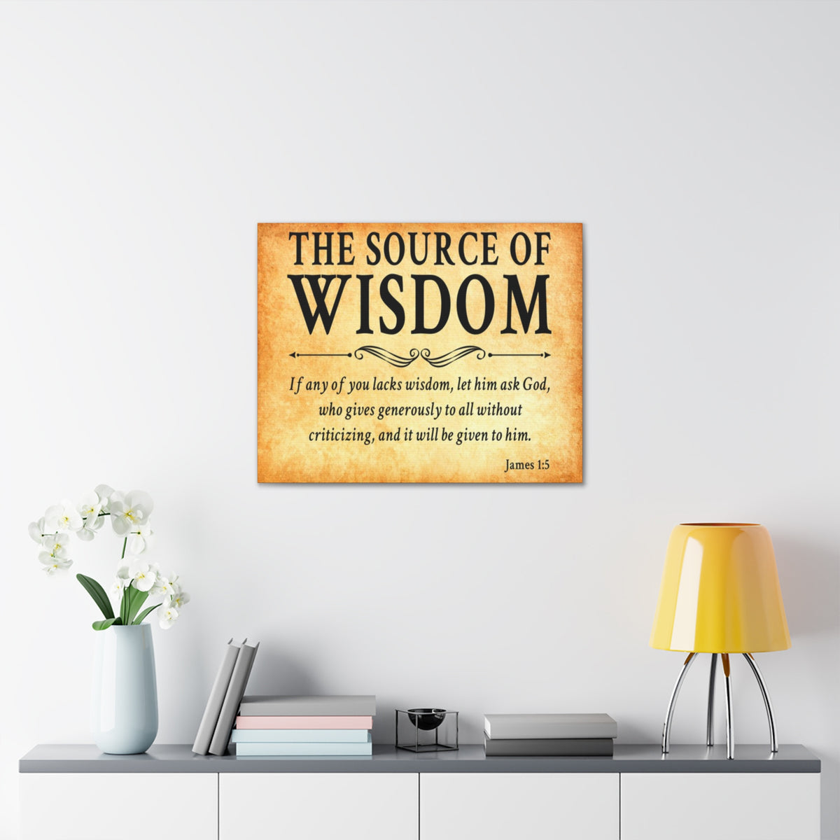 Scripture Walls James 1:5 The Source of Wisdom Gold Bible Verse Canvas Christian Wall Art Ready to Hang Unframed-Express Your Love Gifts