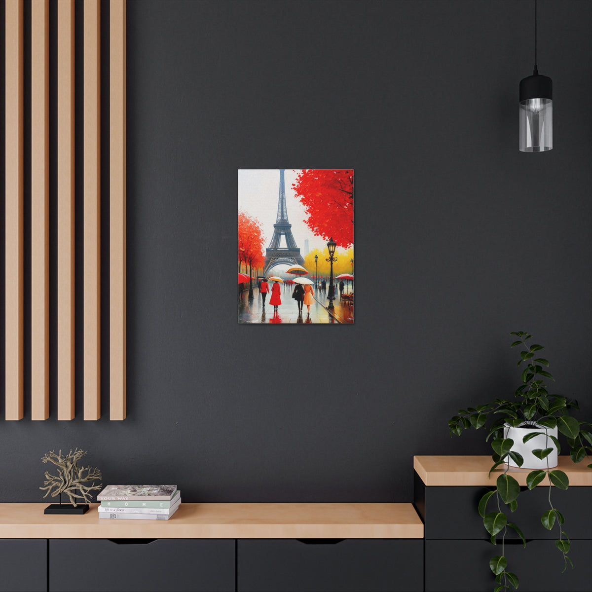 Paris Eiffel Tower Red Dress And Red Tree France Canvas Artwork High-Quality Breathtaking French City for Home Decor Ready to Hang-Express Your Love Gifts