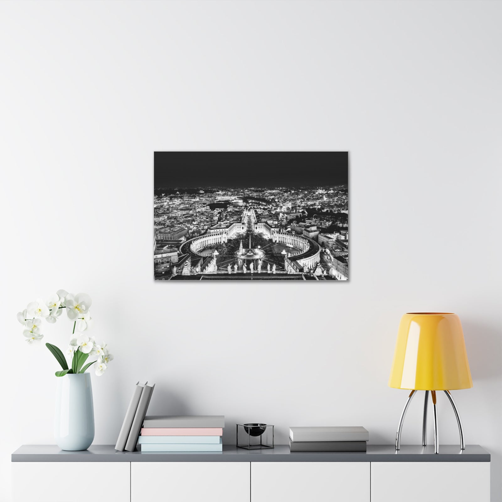 Rome Black And White Skyline Canvas Artwork High-Quality Breathtaking Stunning Cityscape for Home Decor Ready to Hang-Express Your Love Gifts