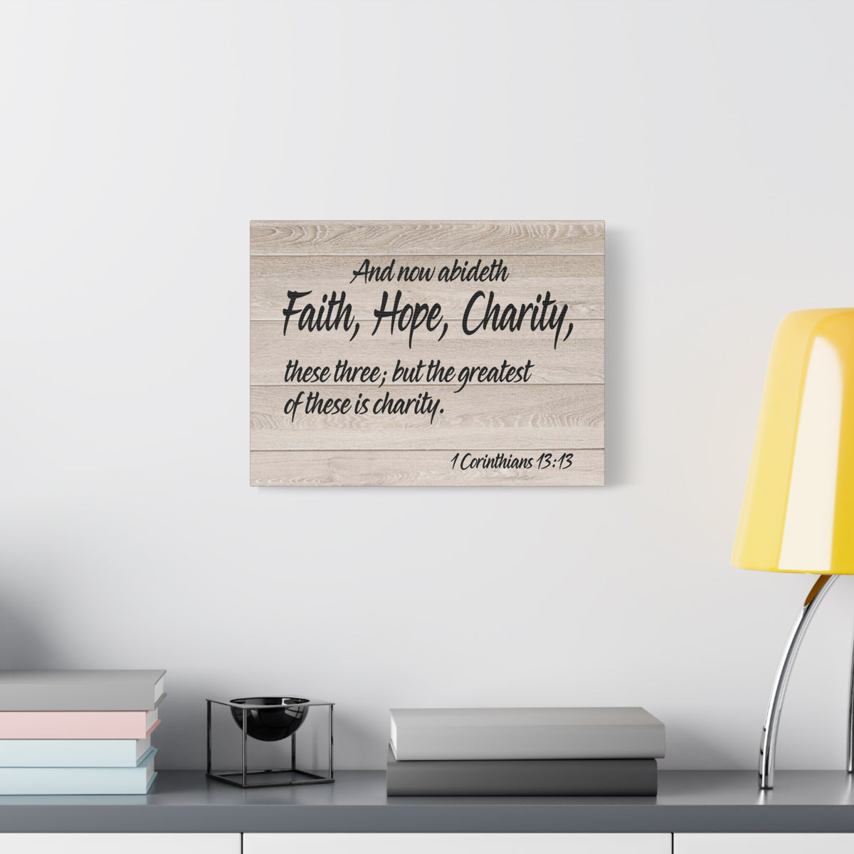 Bible Verse Canvas Faith Hope Charity 1 Corinthians 13:13 Wall Art Christian Home Decor-Express Your Love Gifts