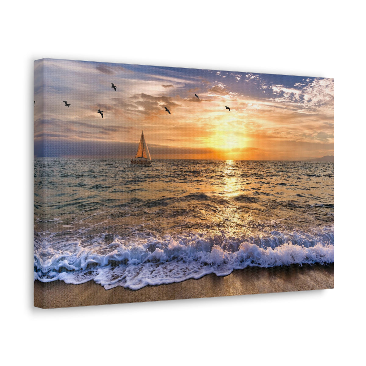 Sailboat Sailing Out To Sea Ocean Canvas Wall Art for Home Decor Ready-to-Hang-Express Your Love Gifts