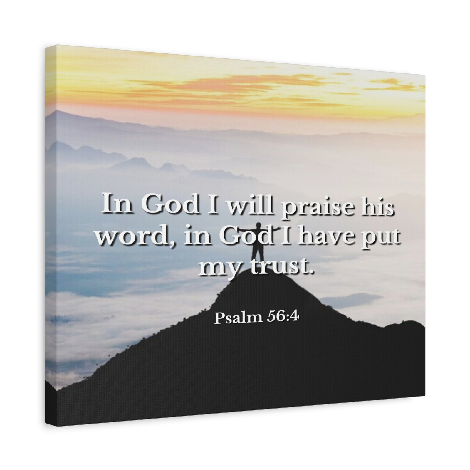 Scripture Canvas Praise His Word Psalm 56:4 Christian Wall Art Bible Verse Print Ready to Hang-Express Your Love Gifts