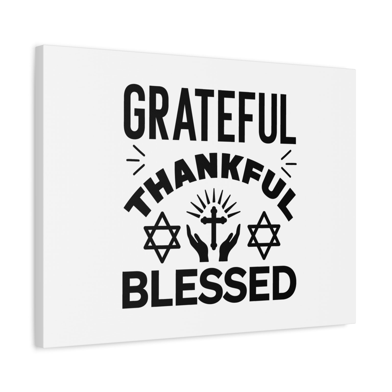 Scripture Canvas Grateful, Thankful, Blessed Psalm 107:1 Christian Wall Art Bible Verse Print Ready to Hang-Express Your Love Gifts