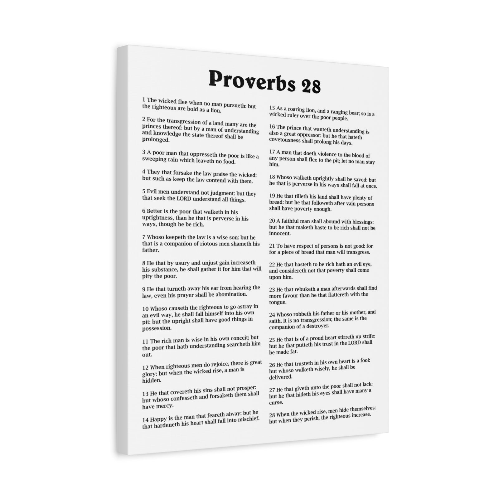 Scripture Walls Proverbs Chapter 28 White Bible Canvas Christian Wall Art Ready to Hang Unframed-Express Your Love Gifts