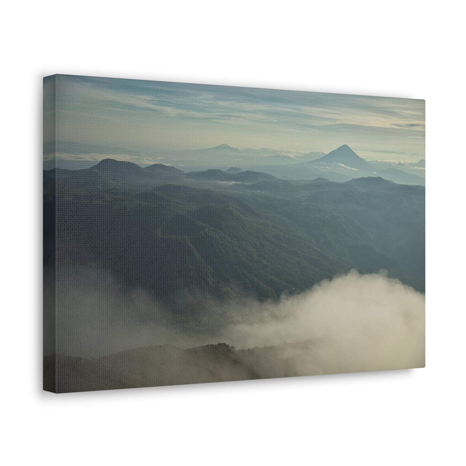 Misty Mountains Green Forest Nature Wilderness Photography Canvas Wall Art for Home Decor Ready-to-Hang-Express Your Love Gifts