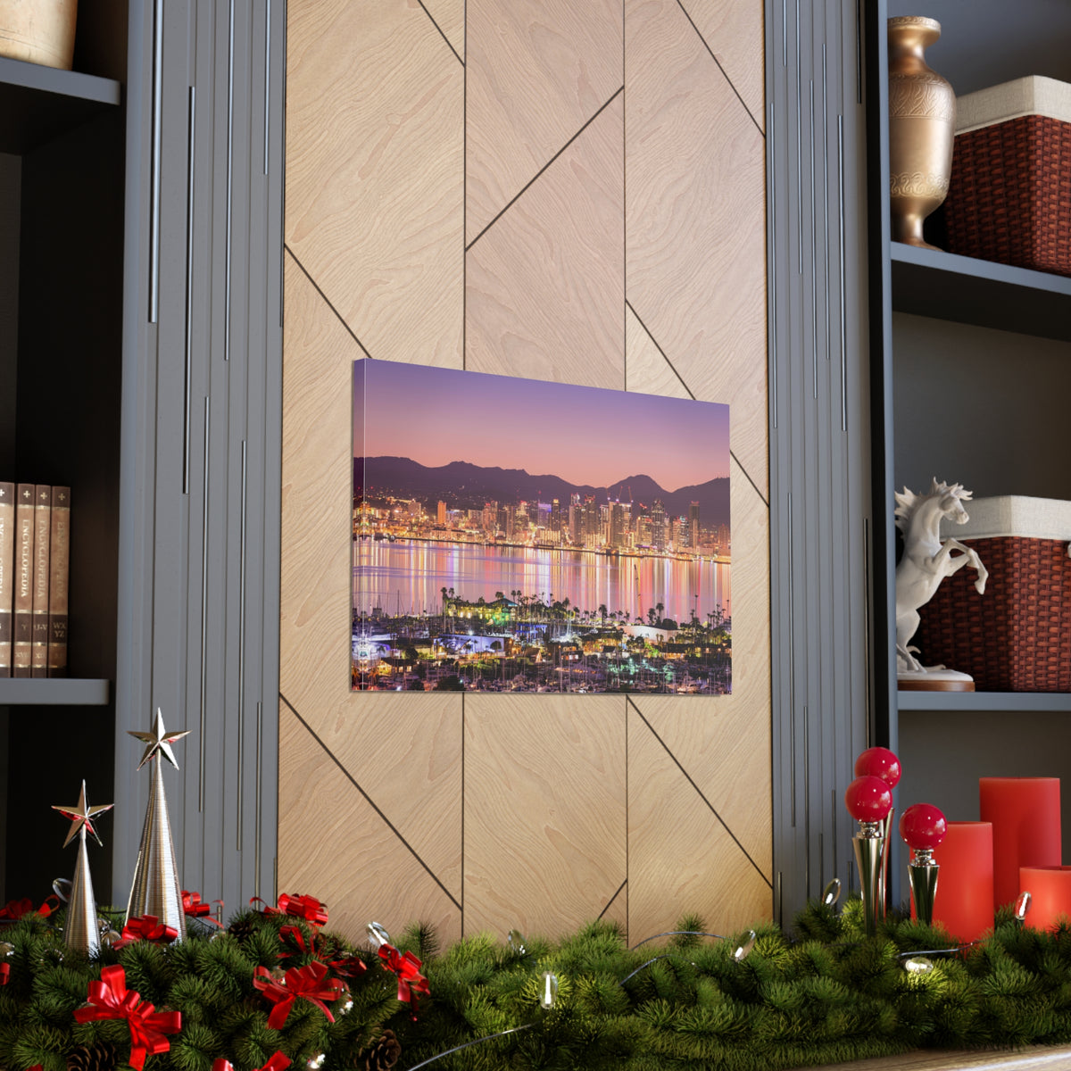 San Diego Night Skyline Canvas Artwork High-Quality Breathtaking Stunning Cityscape for Home Decor Ready to Hang-Express Your Love Gifts