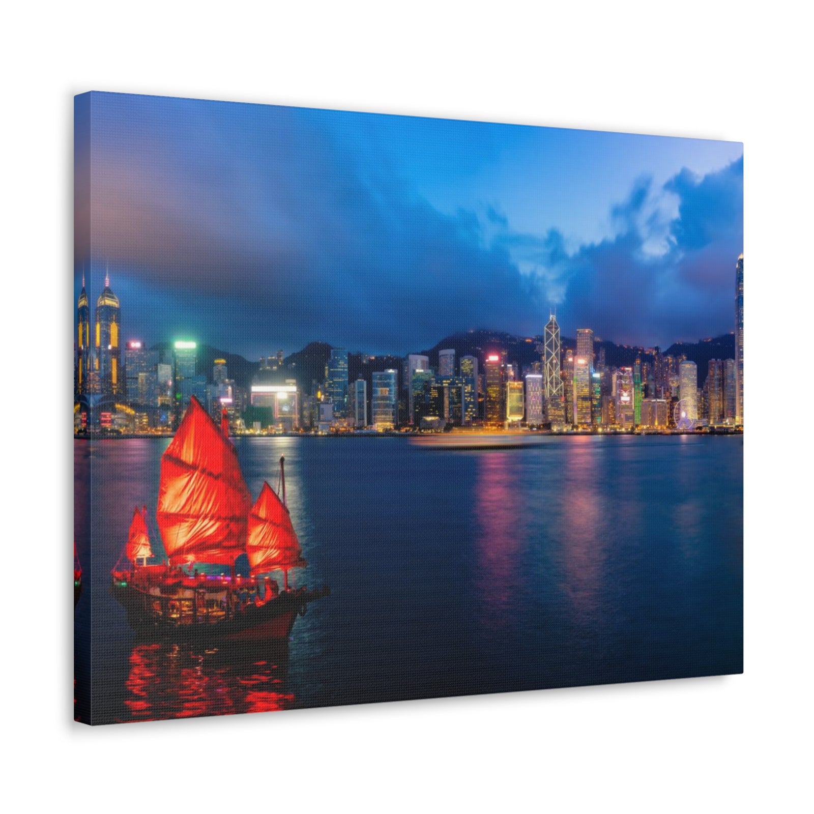 Hong Kong Night Skyline Canvas Artwork High-Quality Breathtaking Stunning Cityscape for Home Decor Ready to Hang-Express Your Love Gifts