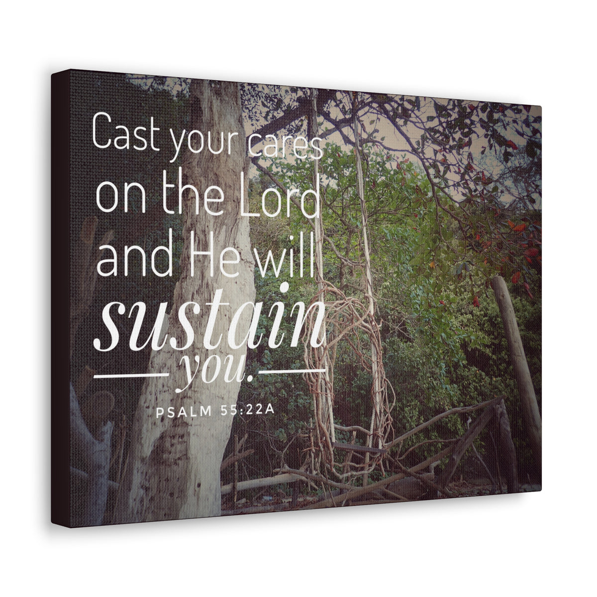 Scripture Walls He Will Sustain You Psalm 55:22 Bible Verse Canvas Christian Wall Art Ready to Hang-Express Your Love Gifts