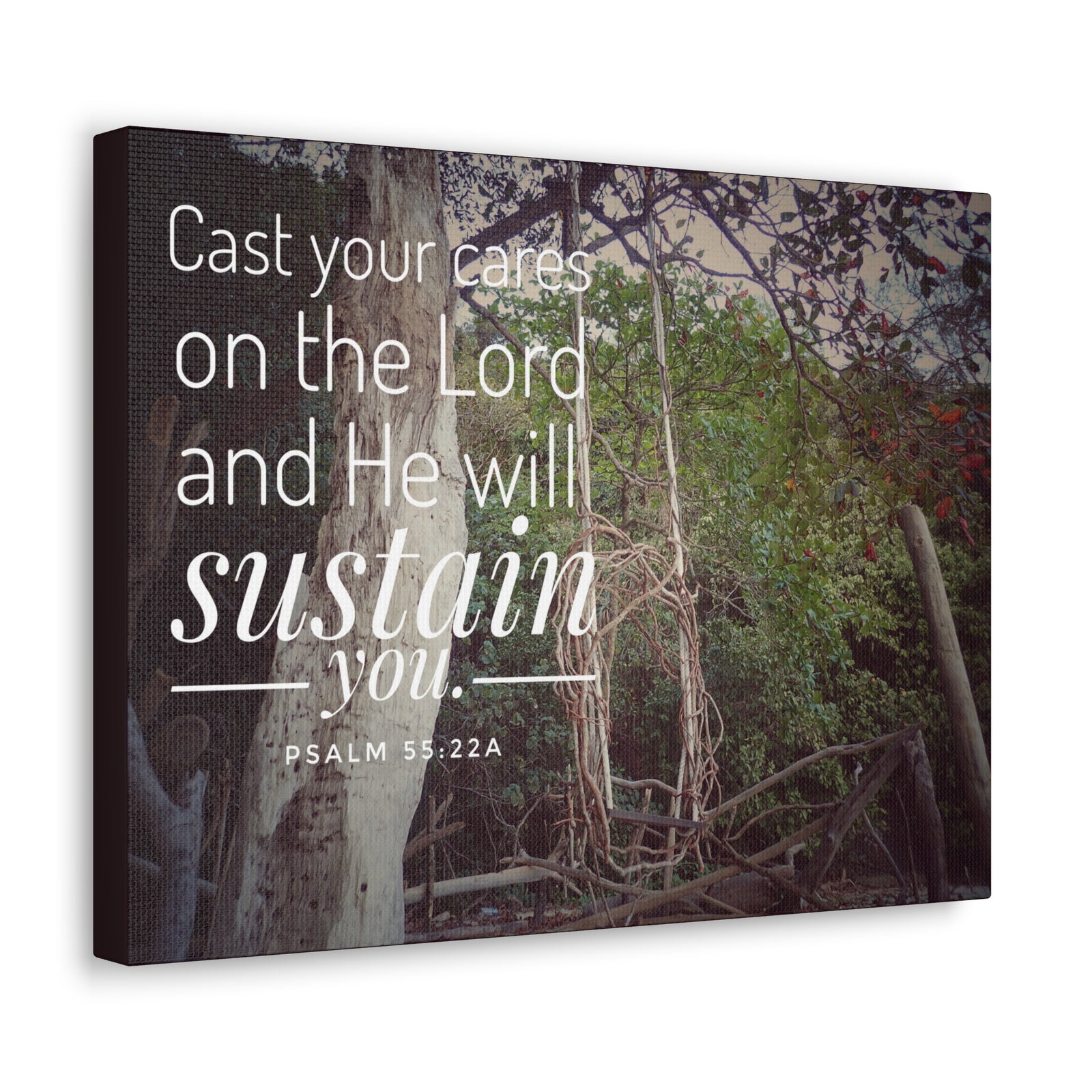 Scripture Walls He Will Sustain You Psalm 55:22 Bible Verse Canvas Christian Wall Art Ready to Hang-Express Your Love Gifts