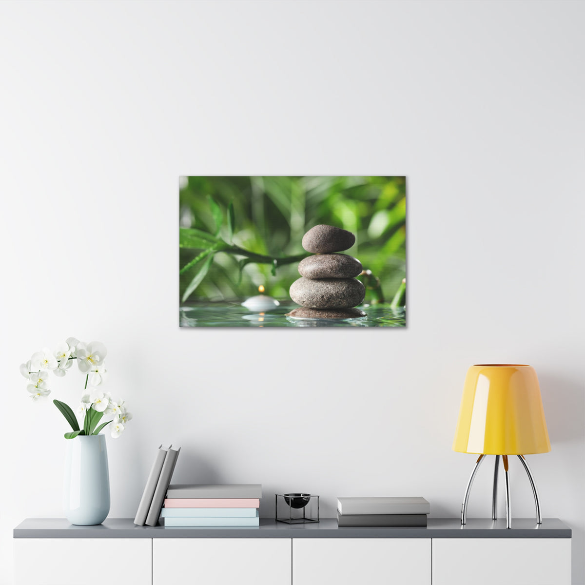 Candle with Bamboo Stem Forest Floral Nature Photography Canvas Wall Art for Home Decor Ready-to-Hang-Express Your Love Gifts