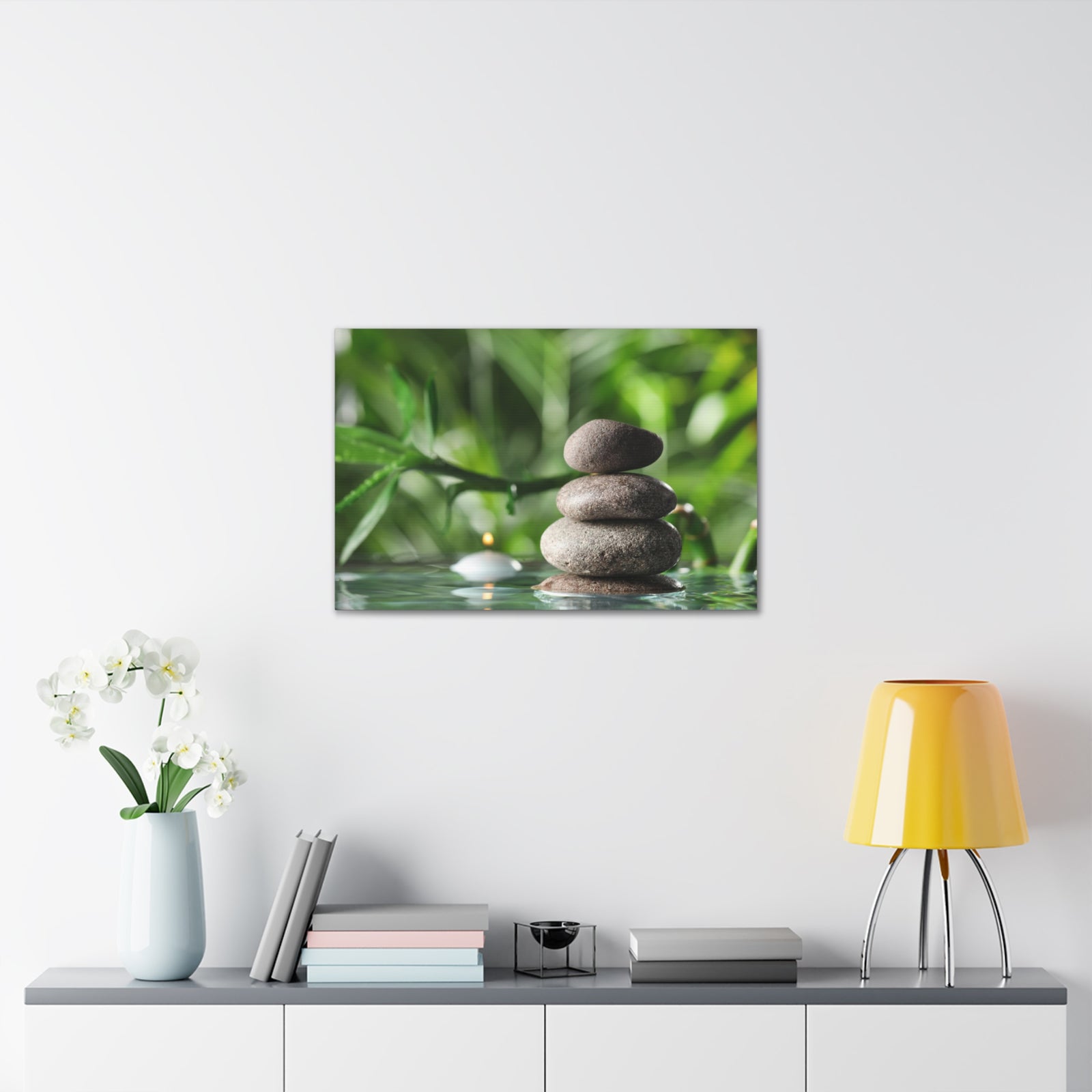 Candle with Bamboo Stem Forest Floral Nature Photography Canvas Wall Art for Home Decor Ready-to-Hang-Express Your Love Gifts