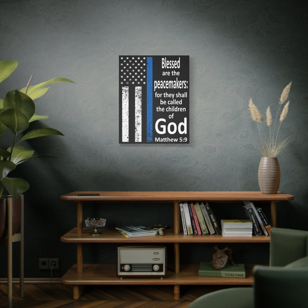 Scripture Walls Matthew 5:9 Police Officer Sign Bible Canvas Christian Wall Art Ready to Hang Unframed-Express Your Love Gifts