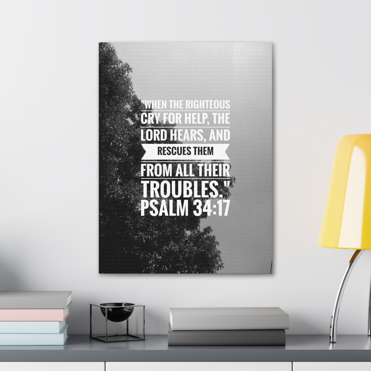 Scripture Canvas Rescues Them Psalm 34:17 Christian Wall Art Bible Verse Print Ready to Hang-Express Your Love Gifts