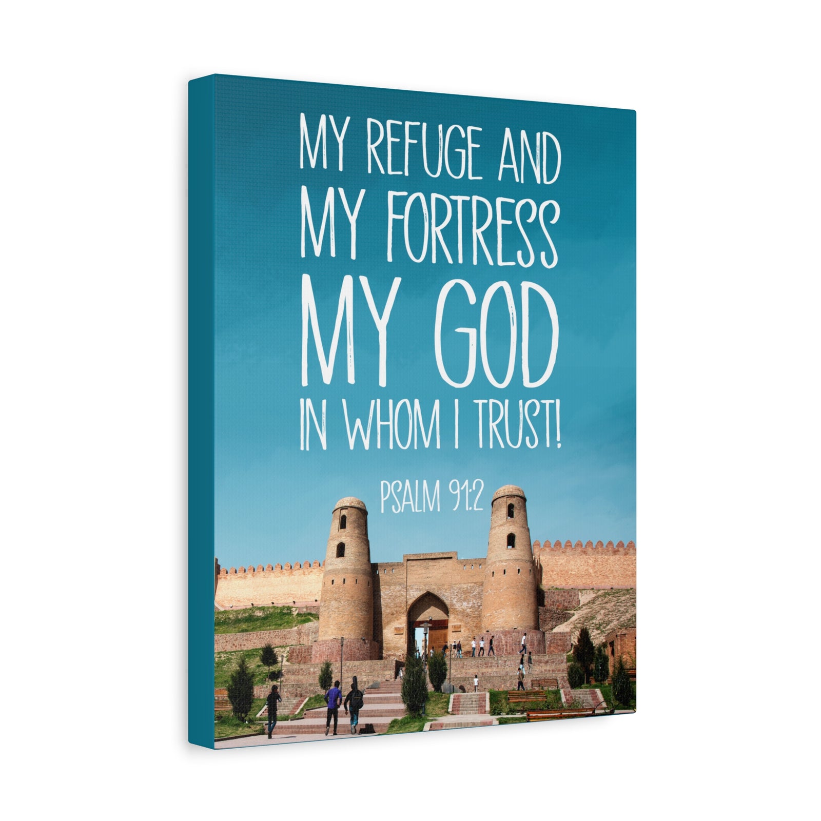 Scripture Walls In Whom I Trust Psalm 91:2 Bible Verse Canvas Christian Wall Art Ready to Hang-Express Your Love Gifts
