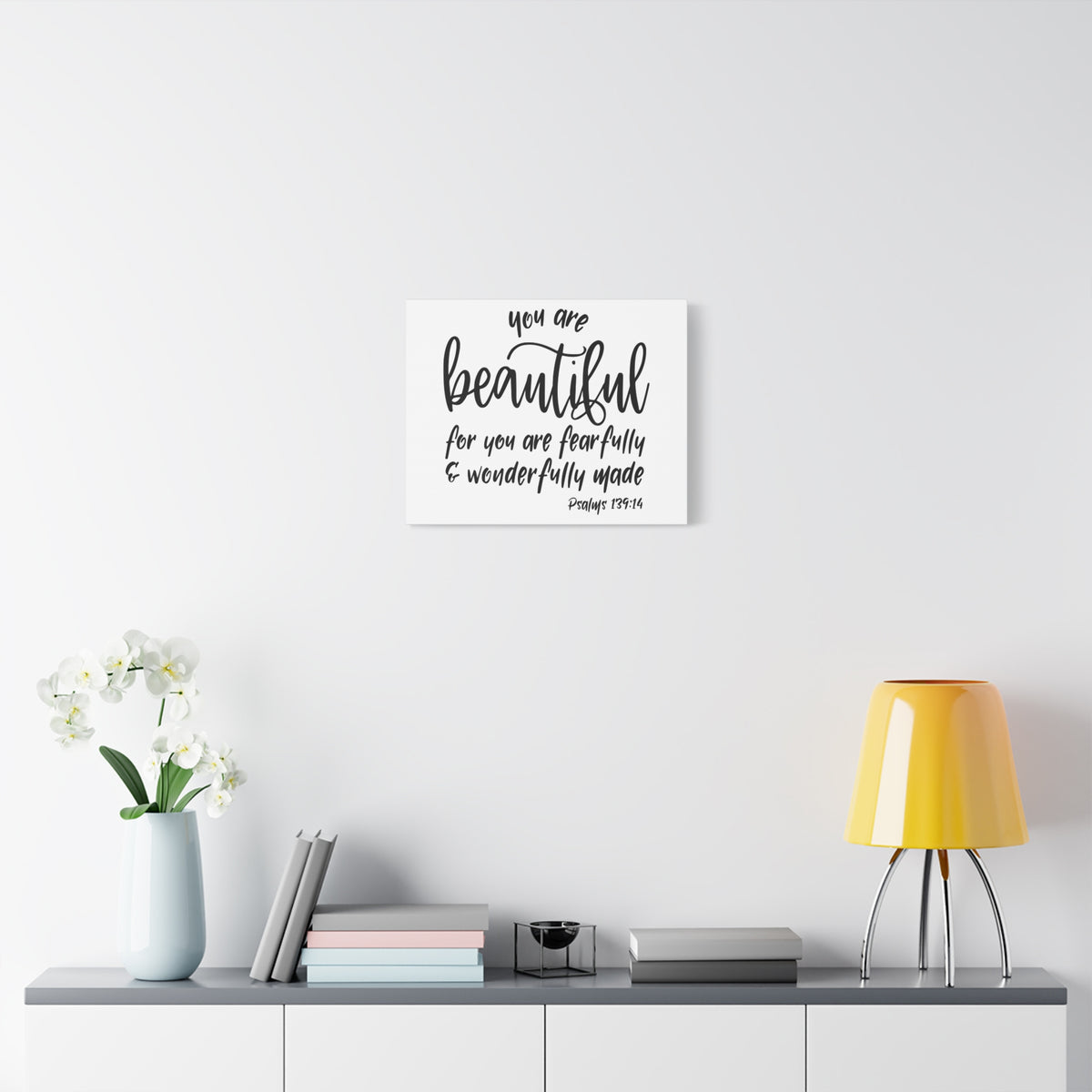 Scripture Canvas You Are Beautiful Psalm 139:14 Christian Wall Art Bible Verse Print Ready to Hang-Express Your Love Gifts