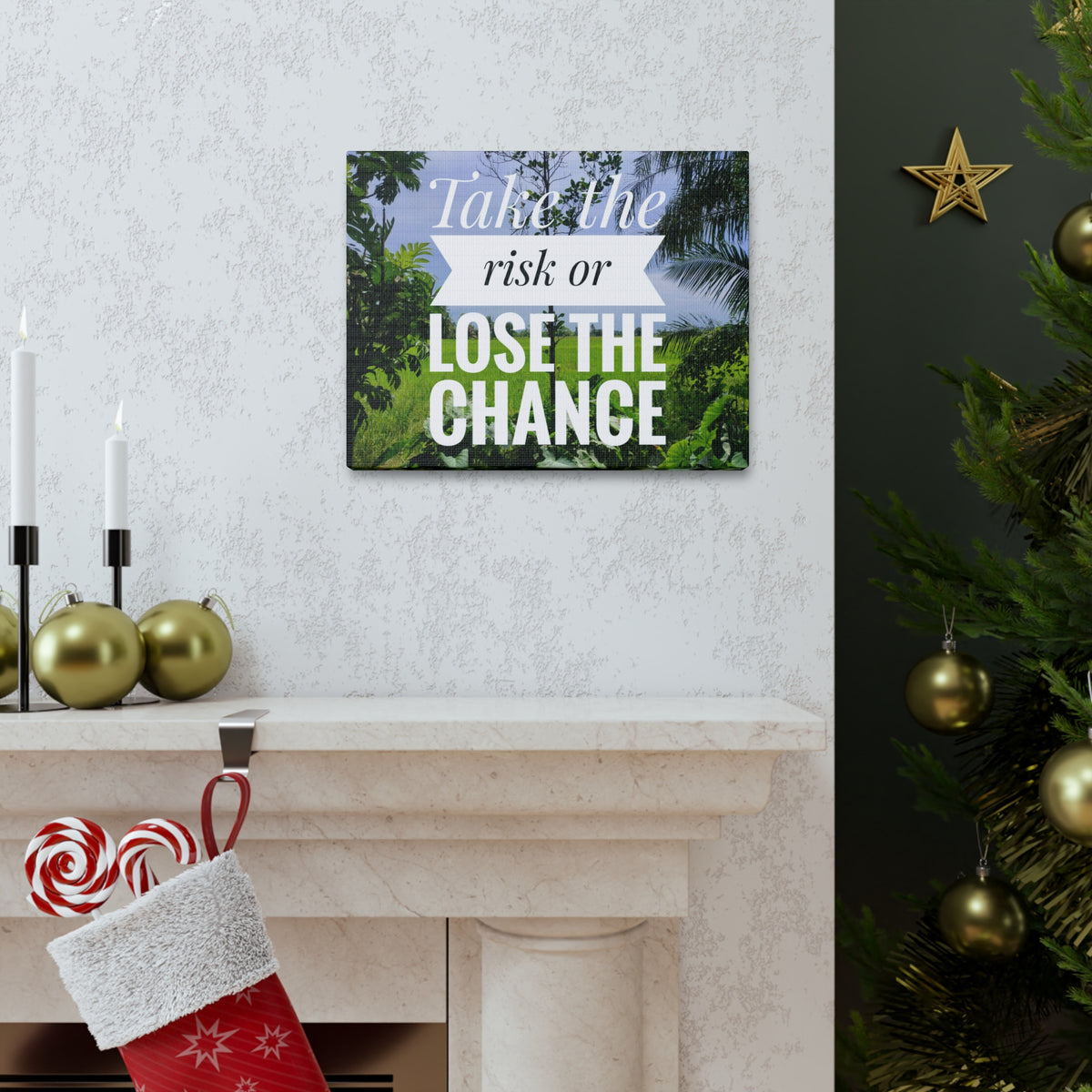 Inspirational Quote Canvas Take The Risk Or Lose The Change Wall Art Motivational Motto Inspiring Prints Artwork Decor Ready to Hang-Express Your Love Gifts