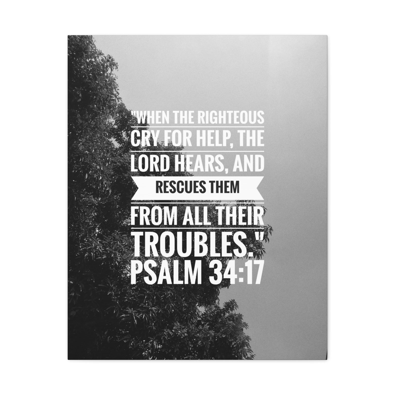 Scripture Canvas Rescues Them Psalm 34:17 Christian Wall Art Bible Verse Print Ready to Hang-Express Your Love Gifts